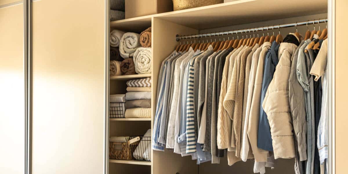 An example of organized closet shelving.