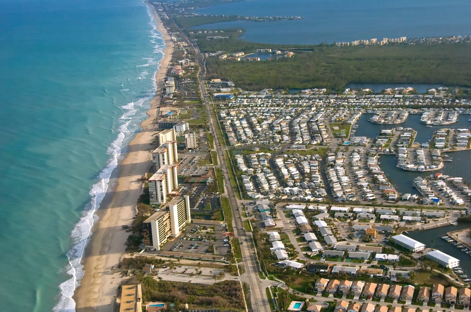 aerial view of hutchinson island atlantic coast florida